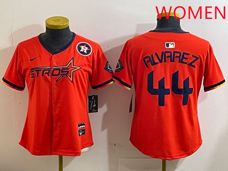 Women Houston Astros #44 Alvarez Orange Three generations Joint Name 2025 Nike MLB Jersey style 4126